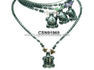Semi precious Chip Beads Hematite Turtle Pendant Beads Stone Chain Choker Fashion Women Necklace